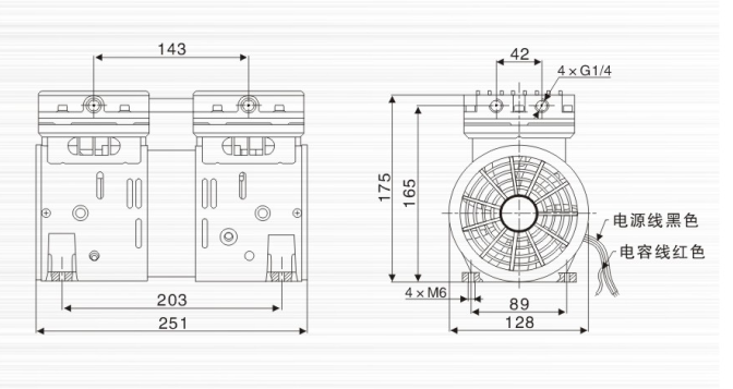 JP-100H冶具負壓真空泵外觀尺寸圖